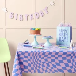 Retro Wavy Checkered Print Table Cover - Spritz™
