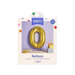 34" Number 0 Foil Balloon - Spritz™: Gold Birthday Decoration, Solid Pattern, All Ages