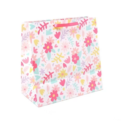 Square Floral Gift Bag With Glitter - Spritz™: Multicolor Botanical Birthday Medium Gift Bag 4 Square Floral Gift Bag With Glitter - Spritz™: Multicolor Botanical Birthday Medium Gift Bag - Image 2
