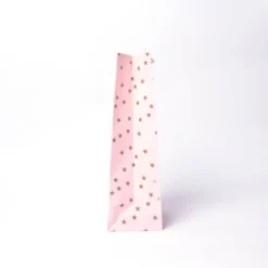 Wine Bag With Foil Stars Gold/Red/Pink - Spritz™: Christmas Wine Bottle Gift Bag, Multicolor, Tall Paper Design