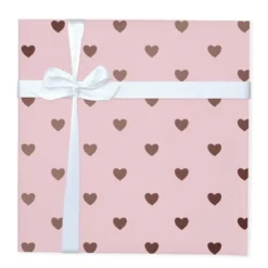 8x2.5' Foil Hearts Gift Wrapping Paper Pink - Spritz™