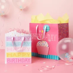Cake Piece Medium Gift Bag - Spritz™: Multicolor Birthday Gift Bag, Food Pattern, 12.75" X 10" X 5"