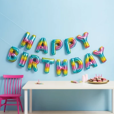 "Happy Birthday" Pastel Rainbow Balloon Banner - Spritz™ 3 "Happy Birthday" Pastel Rainbow Balloon Banner - Spritz™