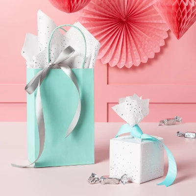 8ct Tissue Paper White/Silver Foil Dots Print - Spritz™: Classic Polka Dot Design For All Occasions, 16.5" X 24" 3 8ct Tissue Paper White/Silver Foil Dots Print - Spritz™: Classic Polka Dot Design For All Occasions, 16.5" X 24"