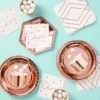 20ct Disposable Foil Board Dinner Plates Rose Gold - Spritz™ -Bakerross Store GUEST 37cf0f7b 1b45 48ca a67b 6dccb1bbbf4b