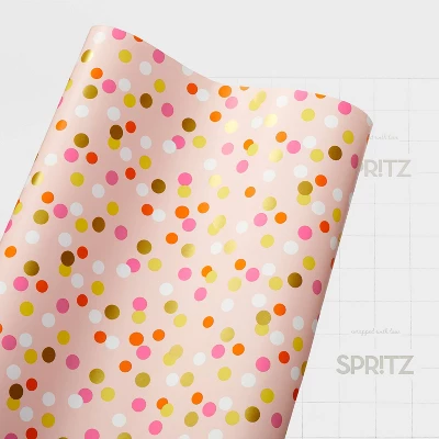 Foil Dot Wrapping Paper Pink - Spritz™: Multicolor Polka Dots, Classic Patterns, 94.5" X 30" Gift Wrap 4 Foil Dot Wrapping Paper Pink - Spritz™: Multicolor Polka Dots, Classic Patterns, 94.5" X 30" Gift Wrap - Image 2