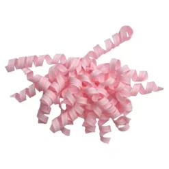 7" Light Pink Fabric With White Stitch Curly Gift Bow - Spritz™: Bows For Gift Wrapping, Decorative Accessories