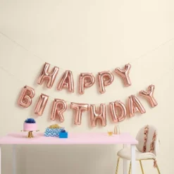 "Happy Birthday" Balloon Banner Rose Gold - Spritz™"
