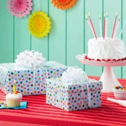 Blue Dots Gift Wrapping Paper - Spritz™: Birthday Gift Wrap, Multi-Colored, , 96" X 30"