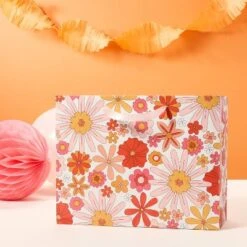 Medium Gift Bag - Spritz™: Multicolored Floral Botanical Wedding Gift Bag, Medium Size, 10"x12.75"x5"