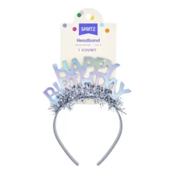 "Happy Birthday" Party Headband Silver - Spritz™