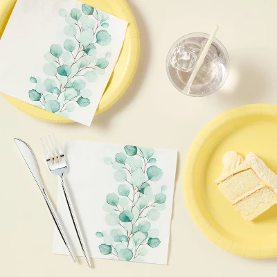 30ct Botanical Disposable Lunch Napkins Sage - Spritz™ 3 30ct Botanical Disposable Lunch Napkins Sage - Spritz™