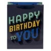 Medium 'Happy Birthday To You' Gift Bag Black/Gray - Spritz™: Paper Party Bag, Typography Pattern, 12.75" Height