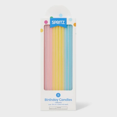 12pk Iridescent Birthday Cake Candles - Spritz™: Tall Long Sparkling Multicolor Wax, 5.875" Height 4 12pk Iridescent Birthday Cake Candles - Spritz™: Tall Long Sparkling Multicolor Wax, 5.875" Height - Image 2