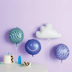 Retro Smiley, Checkered, And Cloud Balloon 4pk - Spritz™