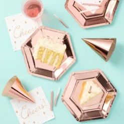 10ct 5" Metallic Foil Party Hats Rose Gold - Spritz™