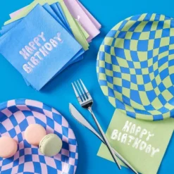 Retro Wavy Checkered Print Dinner Plate 20ct - Spritz™