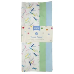 20ct Banded Tissue Multicolor Confetti On White Green Blue - Spritz™