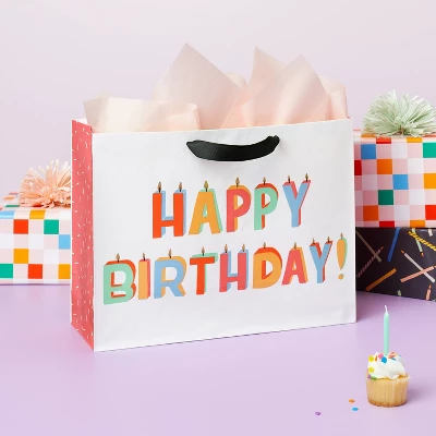 Medium Candles Print Gift Bag - Spritz™: Multicolor Typography For All Occasions, 10" X 12.75" X 5" 3 Medium Candles Print Gift Bag - Spritz™: Multicolor Typography For All Occasions, 10" X 12.75" X 5"