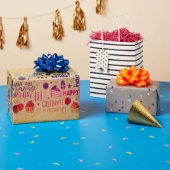 Glossy Blue Gift Bow - Spritz™: Solid Decorative Bow For All Occasions, Birthday, Easter, 6" Plastic Gift Wrapping Accessory