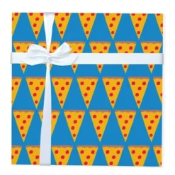 Pizza Paper Gift Wrapping Paper Blue/Orange/Yellow - Spritz™: Boys Birthday Food Theme, 96" X 30"