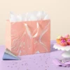 Marble Pattern Peach Iridescent Large Gift Bag With Tissue - Spritz™ -Bakerross Store GUEST ac54df08 dab4 4a95 828f cdc44629ad27