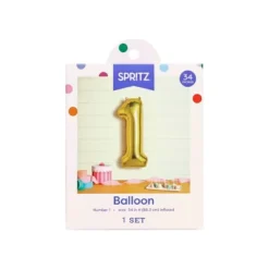 34" Number 1 Foil Balloon - Spritz™: Gold Birthday Decoration, Solid Pattern, All Ages