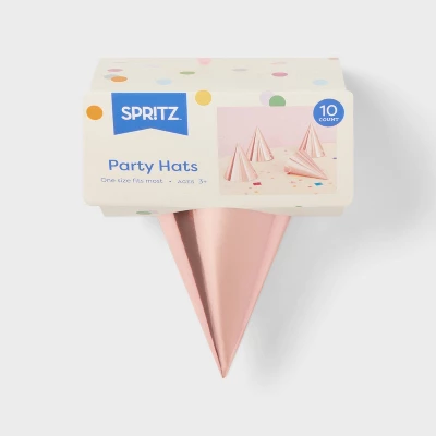 10ct 5" Metallic Foil Party Hats Rose Gold - Spritz™ 3 10ct 5" Metallic Foil Party Hats Rose Gold - Spritz™ - Image 2