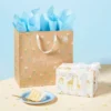 Large Square Gift Bag Floral On Kraft - Spritz™