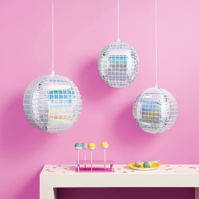 Disco Ball Shaped Foil Balloons 3ct - Spritz™ 3 Disco Ball Shaped Foil Balloons 3ct - Spritz™