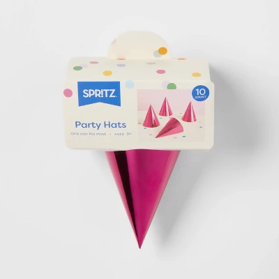 10ct 5" Metallic Foil Party Hats Hot Pink - Spritz™ 4 10ct 5" Metallic Foil Party Hats Hot Pink - Spritz™ - Image 2