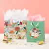 Wedding Floral Square Gift Bag - Spritz™: Large Multicolored Botanical For Bridal & Wedding Showers