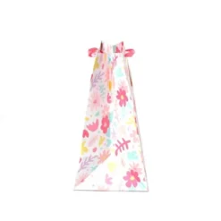 Square Floral Gift Bag With Glitter - Spritz™: Multicolor Botanical Birthday Medium Gift Bag