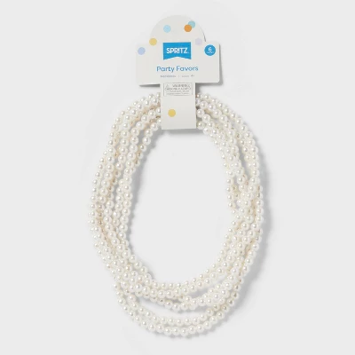 6ct Pearl Necklace - Spritz™: Kids Party Favors, Birthday Supplies, White Beads, Ages 4+ 4 6ct Pearl Necklace - Spritz™: Kids Party Favors, Birthday Supplies, White Beads, Ages 4+ - Image 2