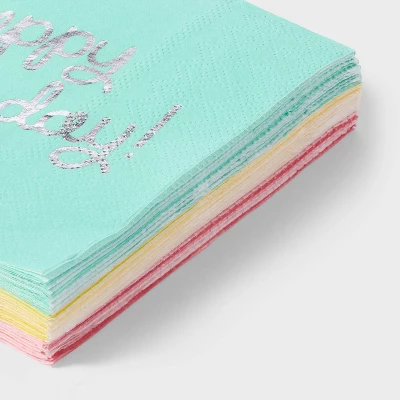30ct Beverage Napkins 'Happy Birthday' Pastel - Spritz™ 4 30ct Beverage Napkins 'Happy Birthday' Pastel - Spritz™ - Image 2
